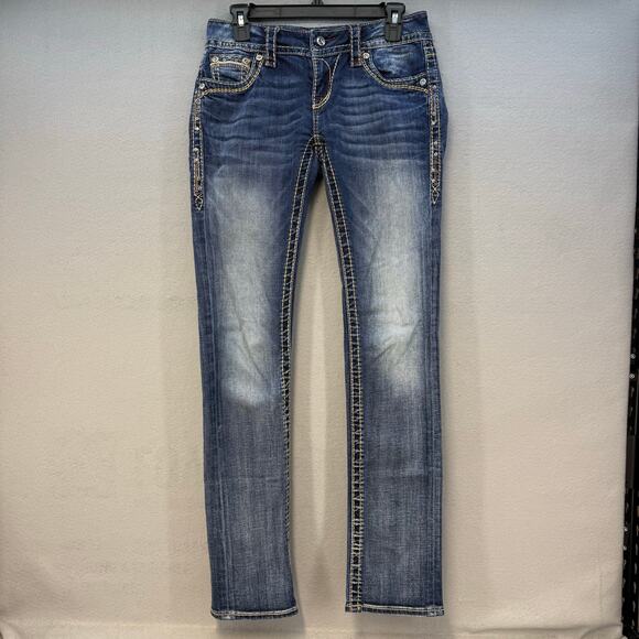 Rock Revival Denim - Rock Revival Jeans Women's 27 (4) Blue Celinda Low Rise Straight Blingy EUC